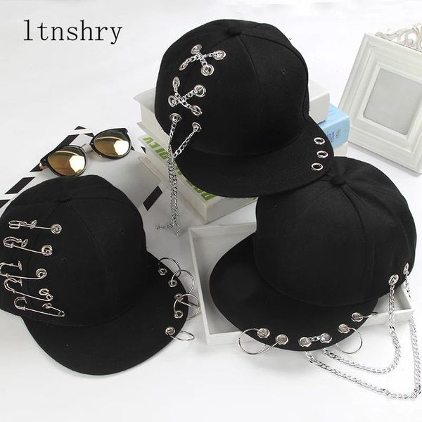 wide brim hats 2021 men women hat harajuku tide fahsion pin iron ring hip hop cap rivet snapback baseball caps punk rock style black, Blue;gray